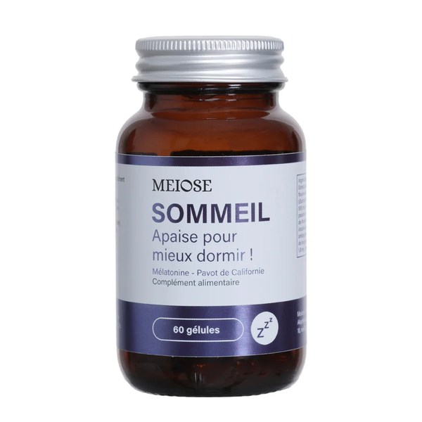 MEIOSE Sommeil : Complément Sommeil Naturel -  Mélatonine, Passiflore & Pavot de Californie 60 gélules